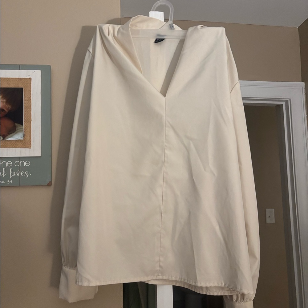 SHEIN Cream Collared Top